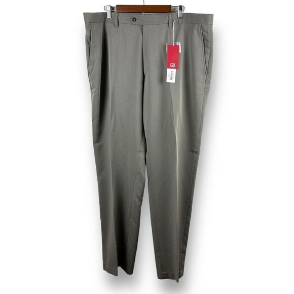 Cutter & Buck Men's Size 42x34 Golf Pants Neutral Oyster Taupe Pleat Front New - Picture 1 of 16